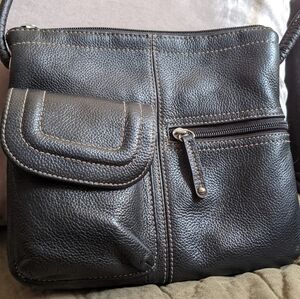 Tignanello Black Leather Crossbody Bag